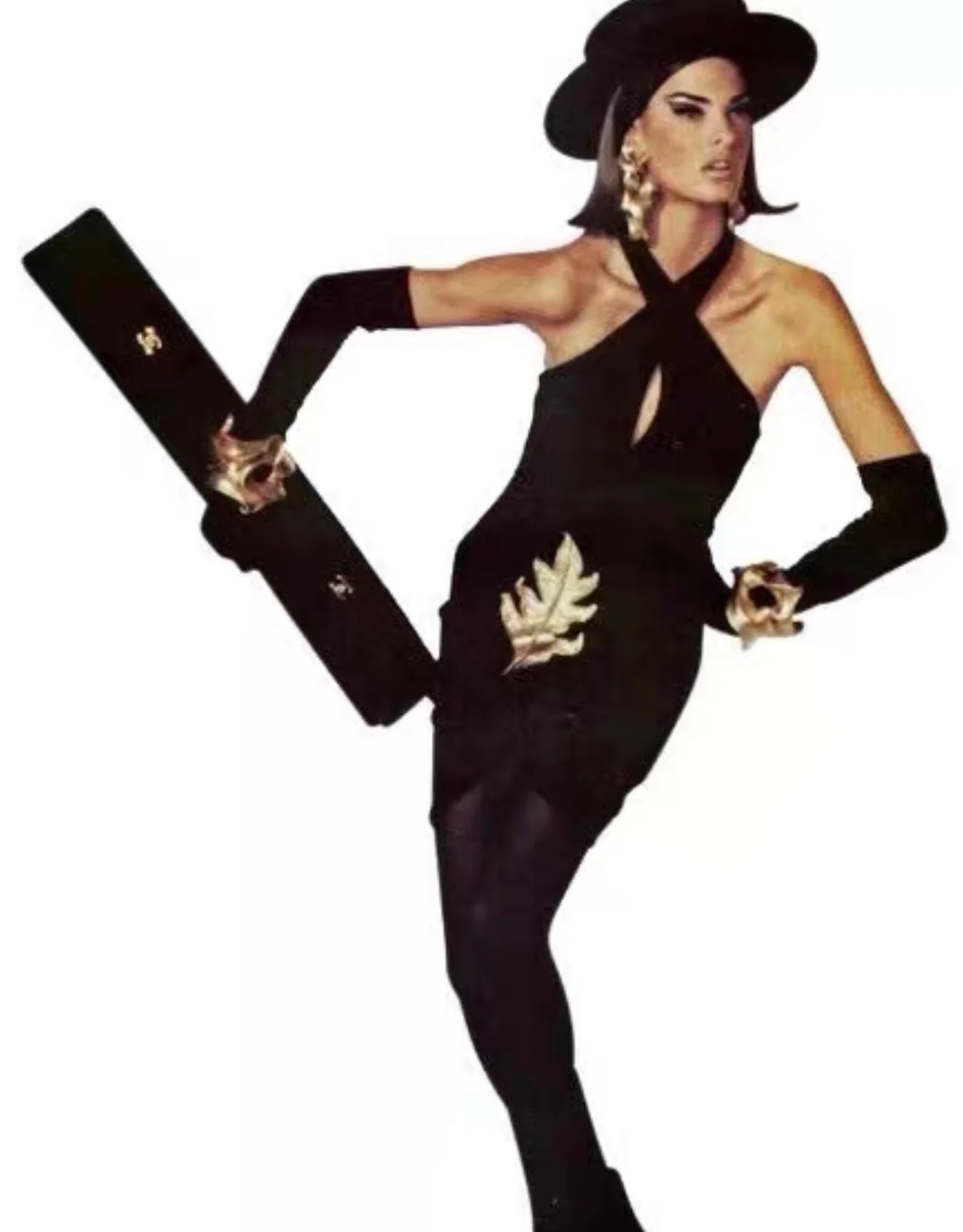 CHANEL 1989 black extra long classic flap clutch bag