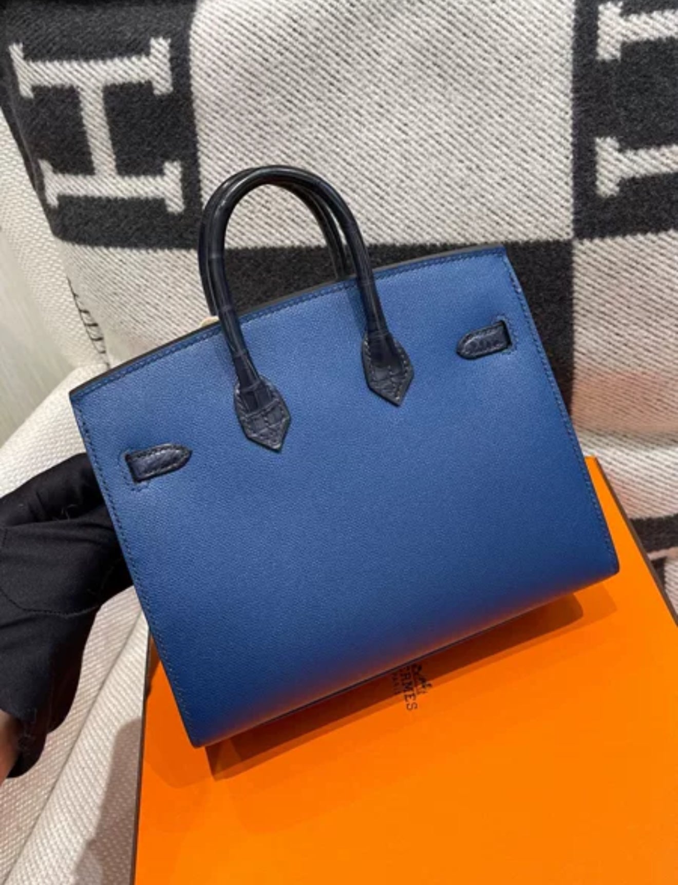 Hermès Night Sac Faubourg Birkin 20 Bleu Marine Matte Alligator Palladium Hardware