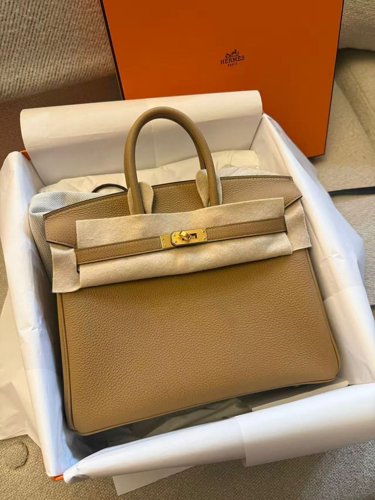 Hermes Birkin 25 Biscuit Togo Gold hardware