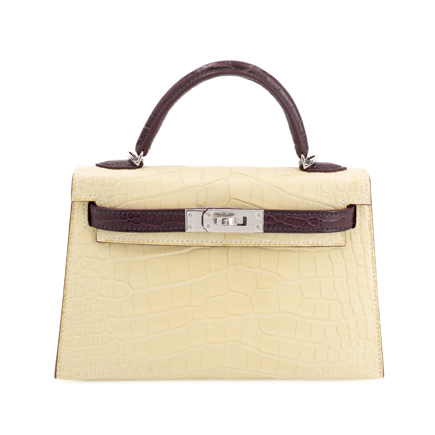 Hermes Mini Kelly 20 Rouge Sellier Vanille Matte Alligator Palladium hardware