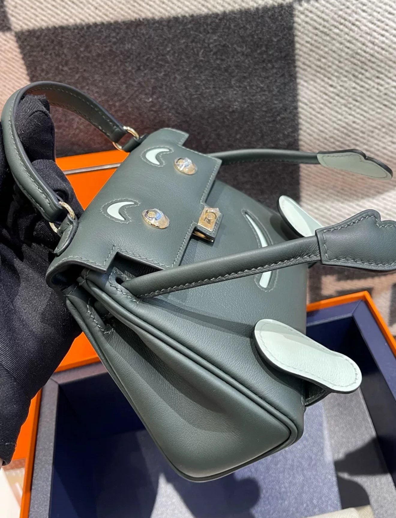 Hermès kelly doll Vert Fonce/Peppermint Swift Leather Palladium hardware Bag