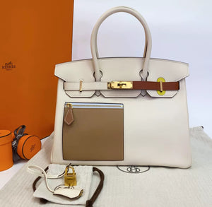 Hermès Birkin 30 Limited Edititon Swift Colormatic in Nata, Cuivre, Lime, Mauve Sylvestre, Bleu Brume and Chai Gold Hardware