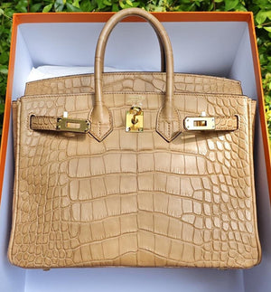 Hermes Birkin 25 Chai Matte Alligator Gold hardware