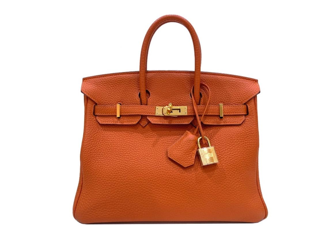 Hermes Birkin 25 Orange Togo Leather Gold Hardware