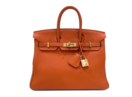 Hermes Birkin 25 Orange Togo Leather Gold Hardware