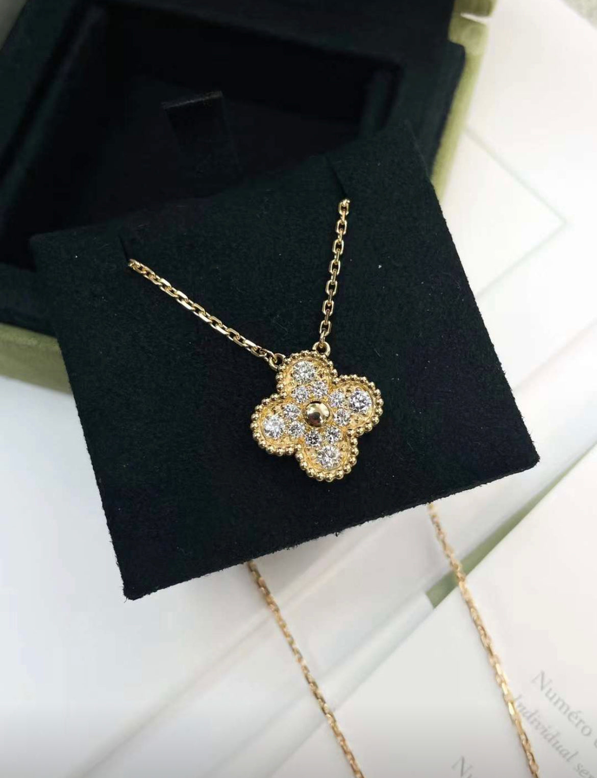 Van Cleef  Arpels Vintage Alhambra Pendant in gold full diamond