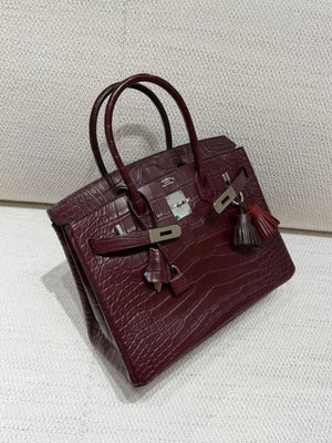 Hermes Birkin30 Bordeaux Matte Alligator Palladium hardware