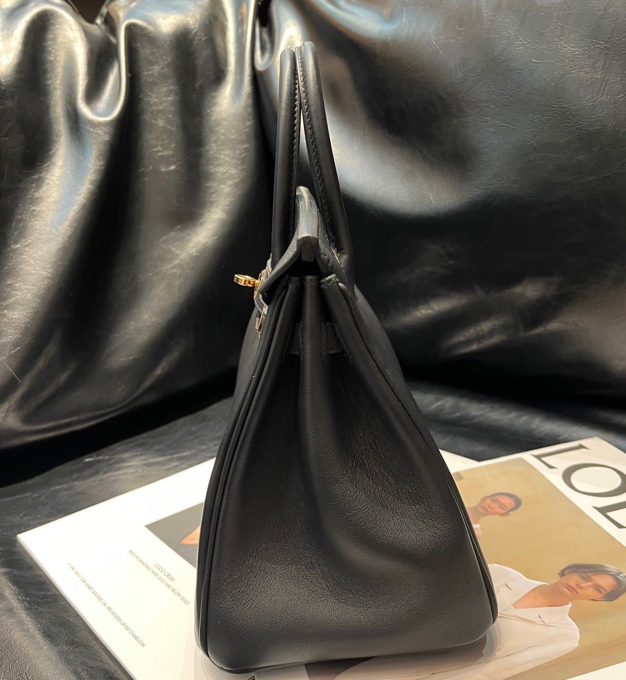 Hermès Birkin 25 Black Swift Leather Rose Gold Hardware