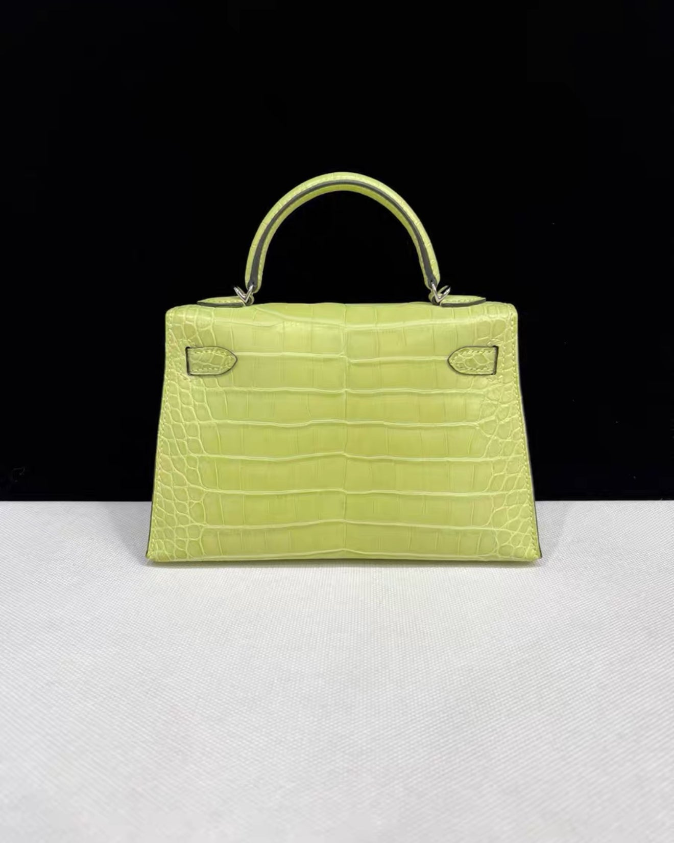 Hermès Mini Kelly Jaune Bourgeon Matte Crocodile Leather palladium Hardware