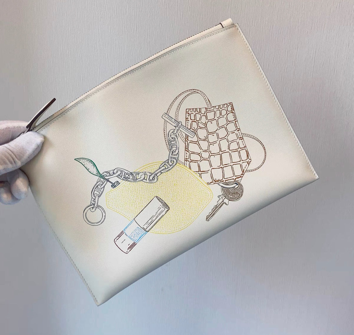 Hermes Pochette Bazar In and Out Clutch Nata Swift Leather