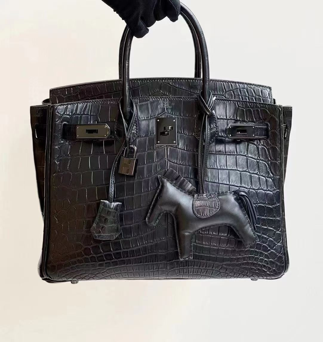 Hermès birkin 30 So black Matte crocodile leather