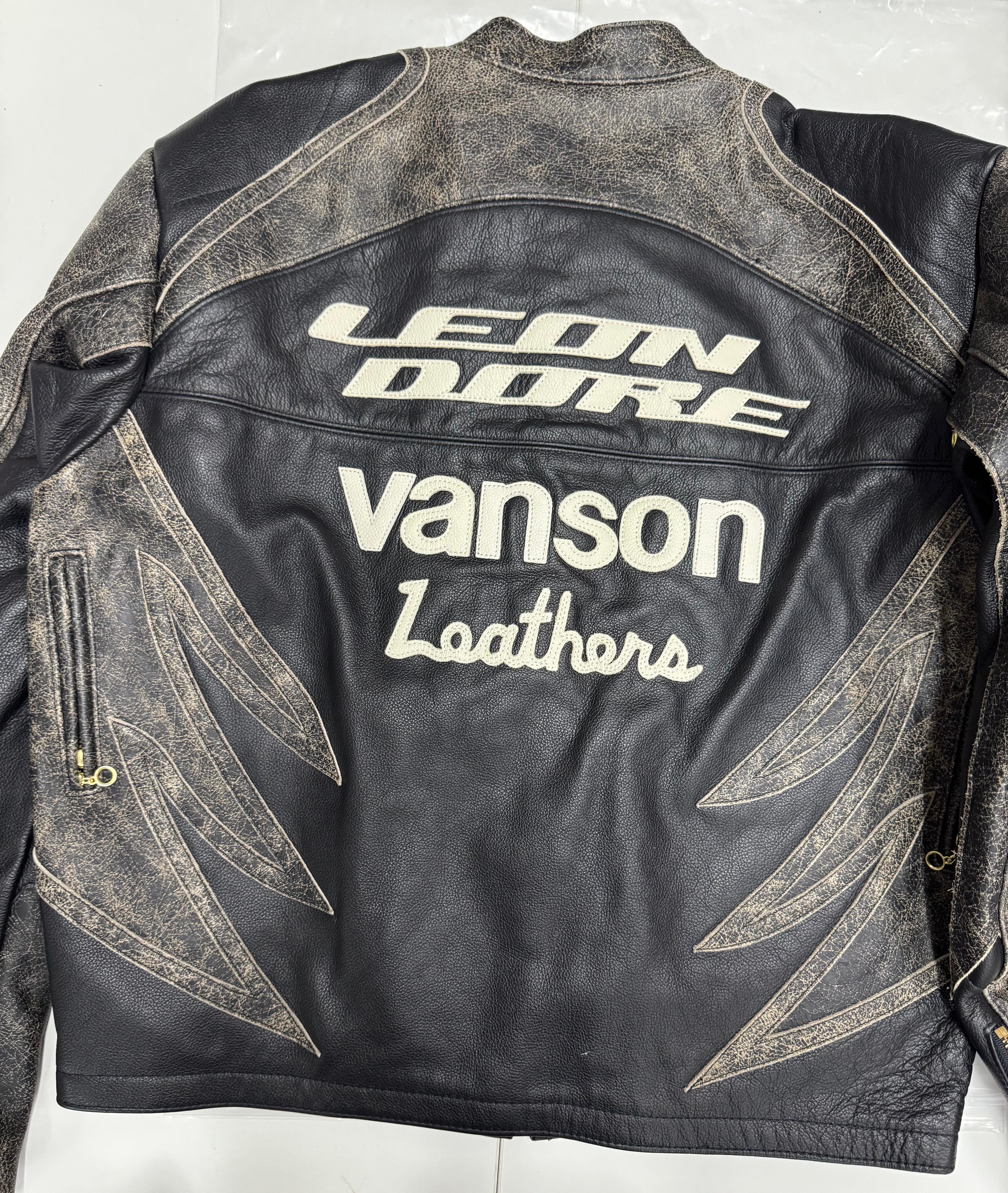 Aimé Leon Dore/ Vanson distressed Leather Moto Jacket - size M