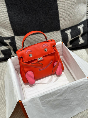 Hermes Kelly Doll capucine  rose azalée Swift leather with palladium hardware