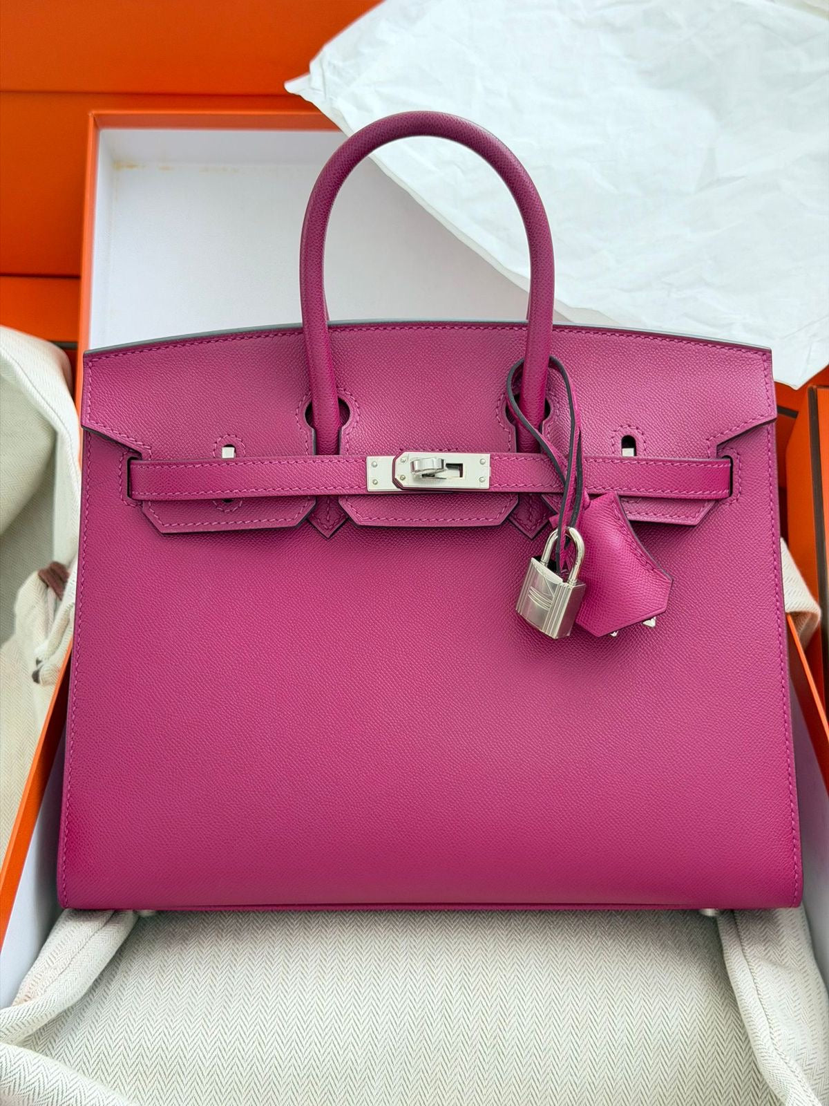 Hermes Birkin 25 Rose Pourpre Madame Palladium hardware
