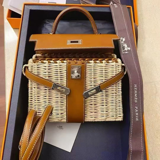 Hermès Mini Kelly 20 picnic Barenia palladium hardware