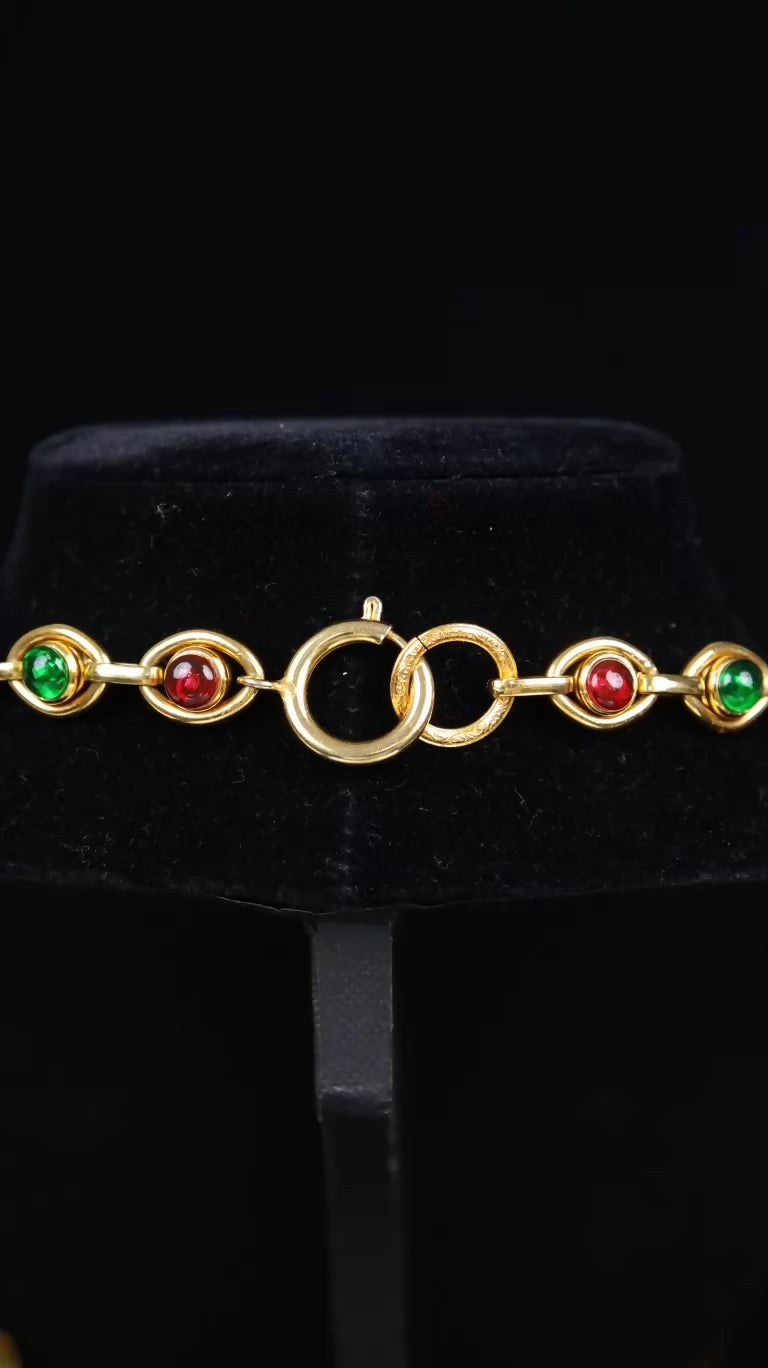 Chanel Red and Green Glass Long Necklace