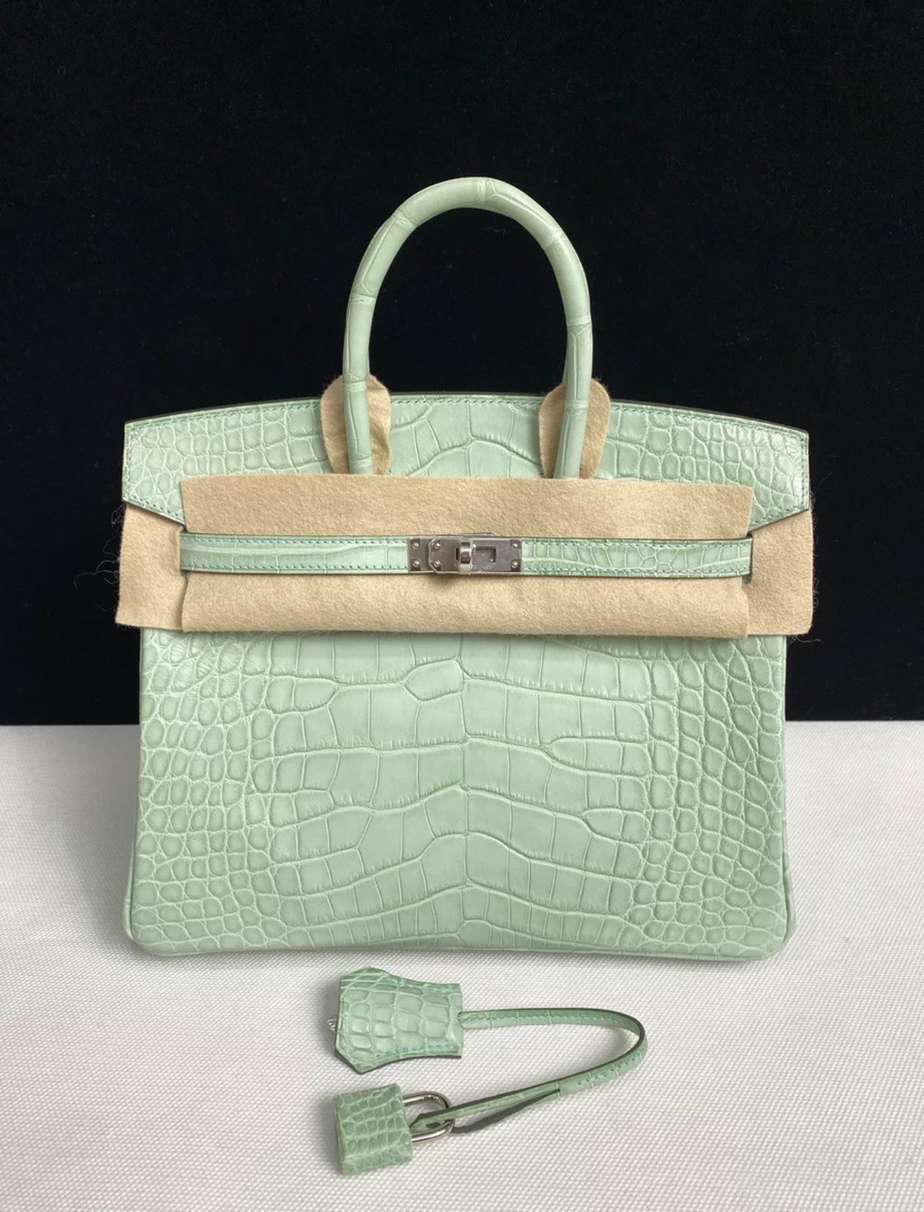 Hermès Birkin 25 Vert dEau Matt Alligator Palladium Hardware