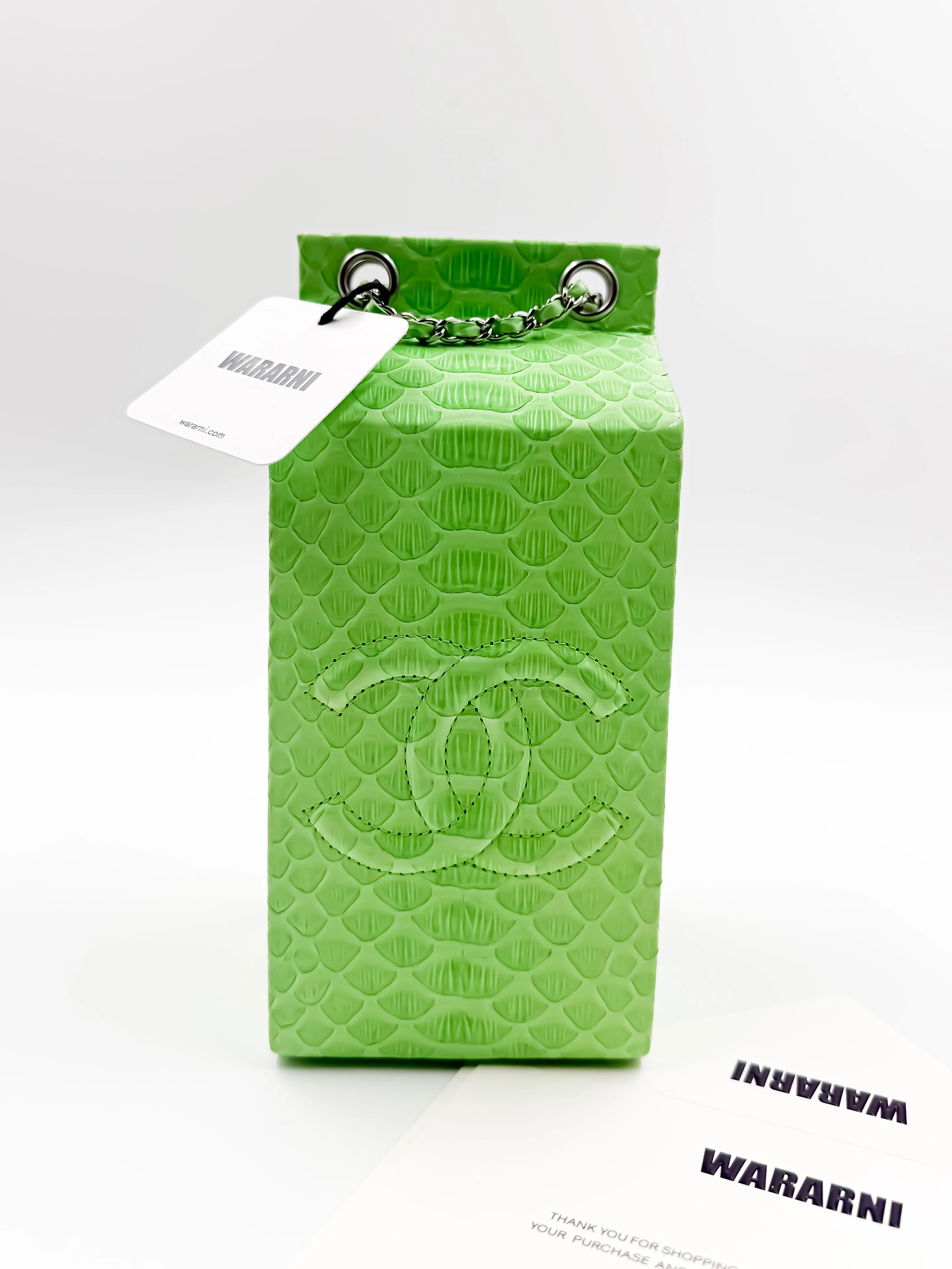 Chanel Green Python “Lait de Coco” Milk Carton Minaudière – Fall/Winter 2014 Supermarket Collection