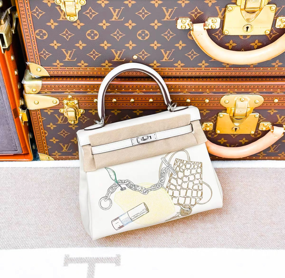 Hermès Kelly Retourne 25 In  Out Nata Swift Palladium Hardware