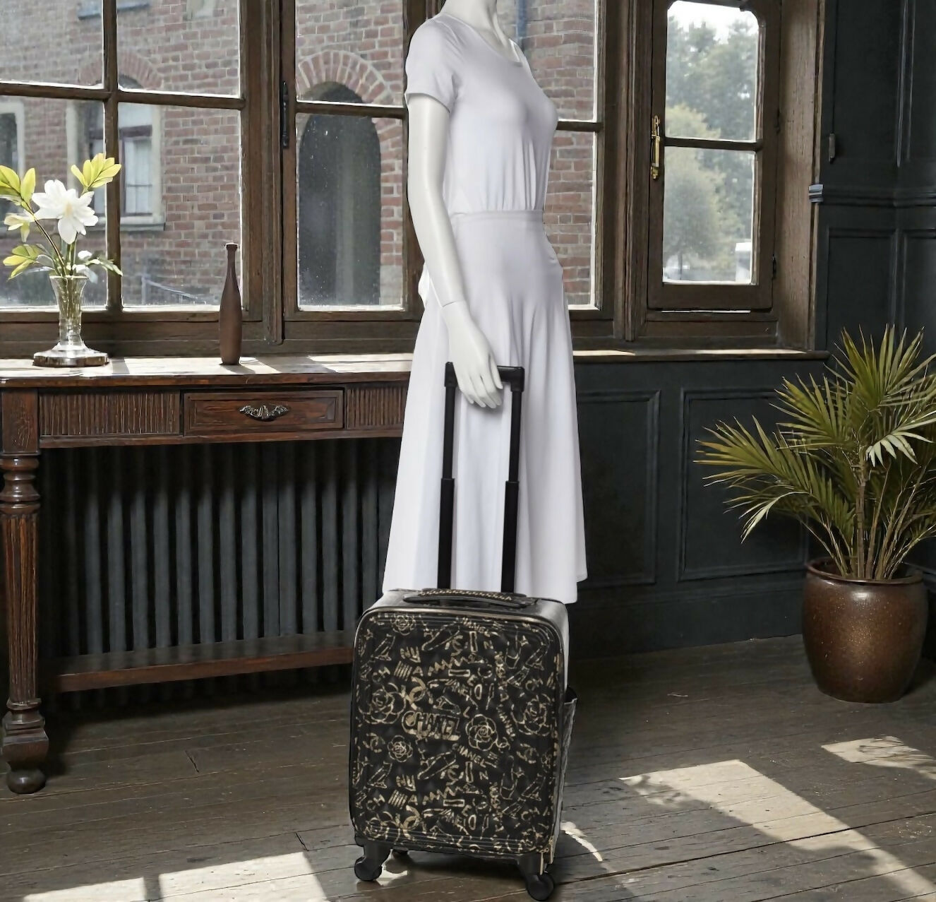 Rare Chanel 19A Paris New York Egypt Graffiti Trolley Travel Bag Carry On Luggage
