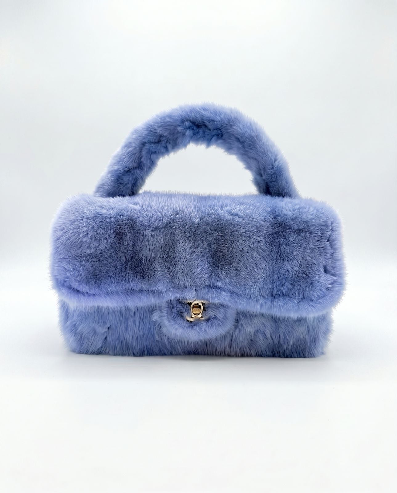 Chanel Vintage 1994 ice blue Mink Fur Top Handle Bag