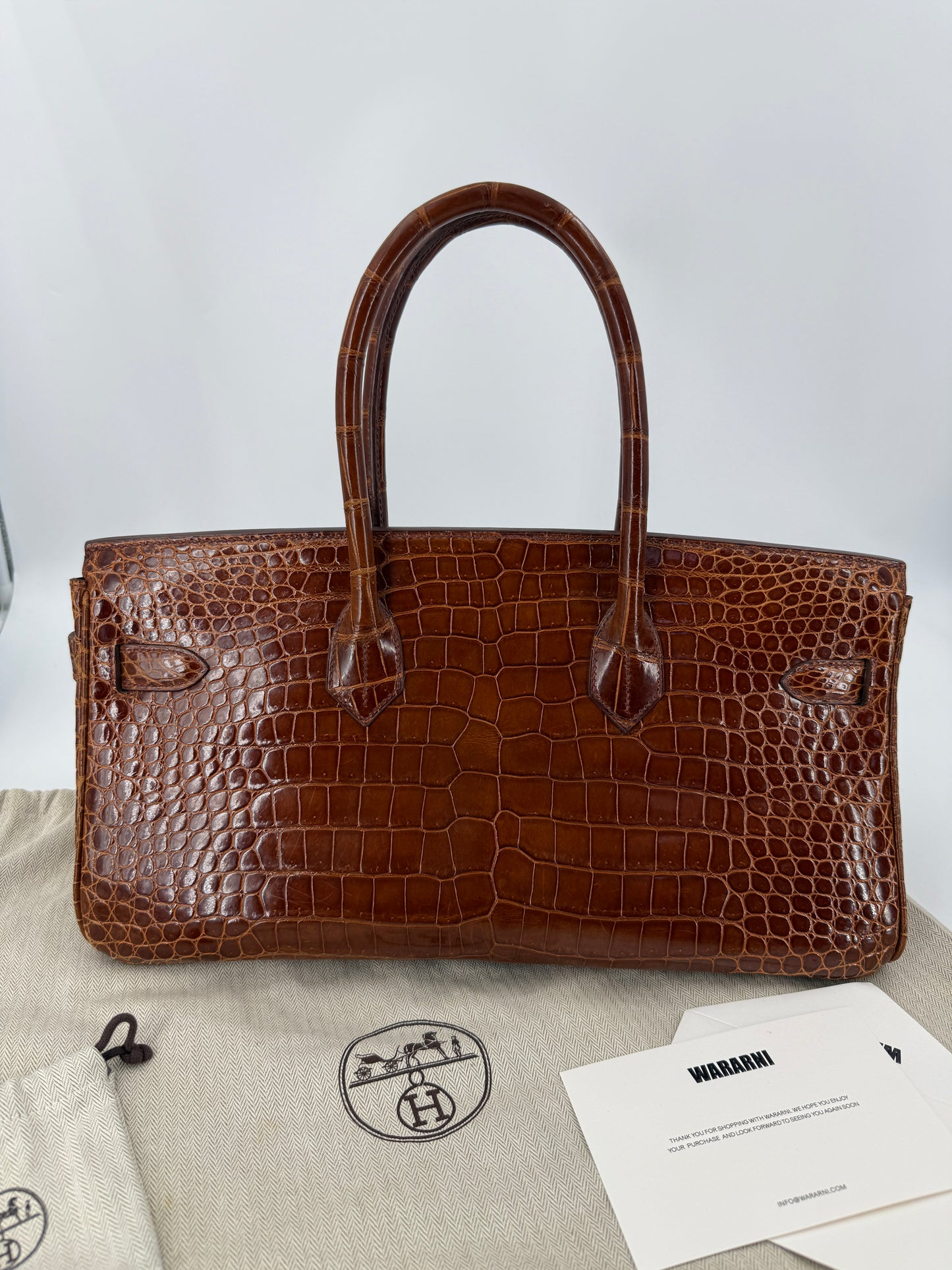 Hermès Birkin Shoulder JPG 42 Miel Shiny Porosus Crocodile Palladium Hardware – Ultra Rare Collector Piece