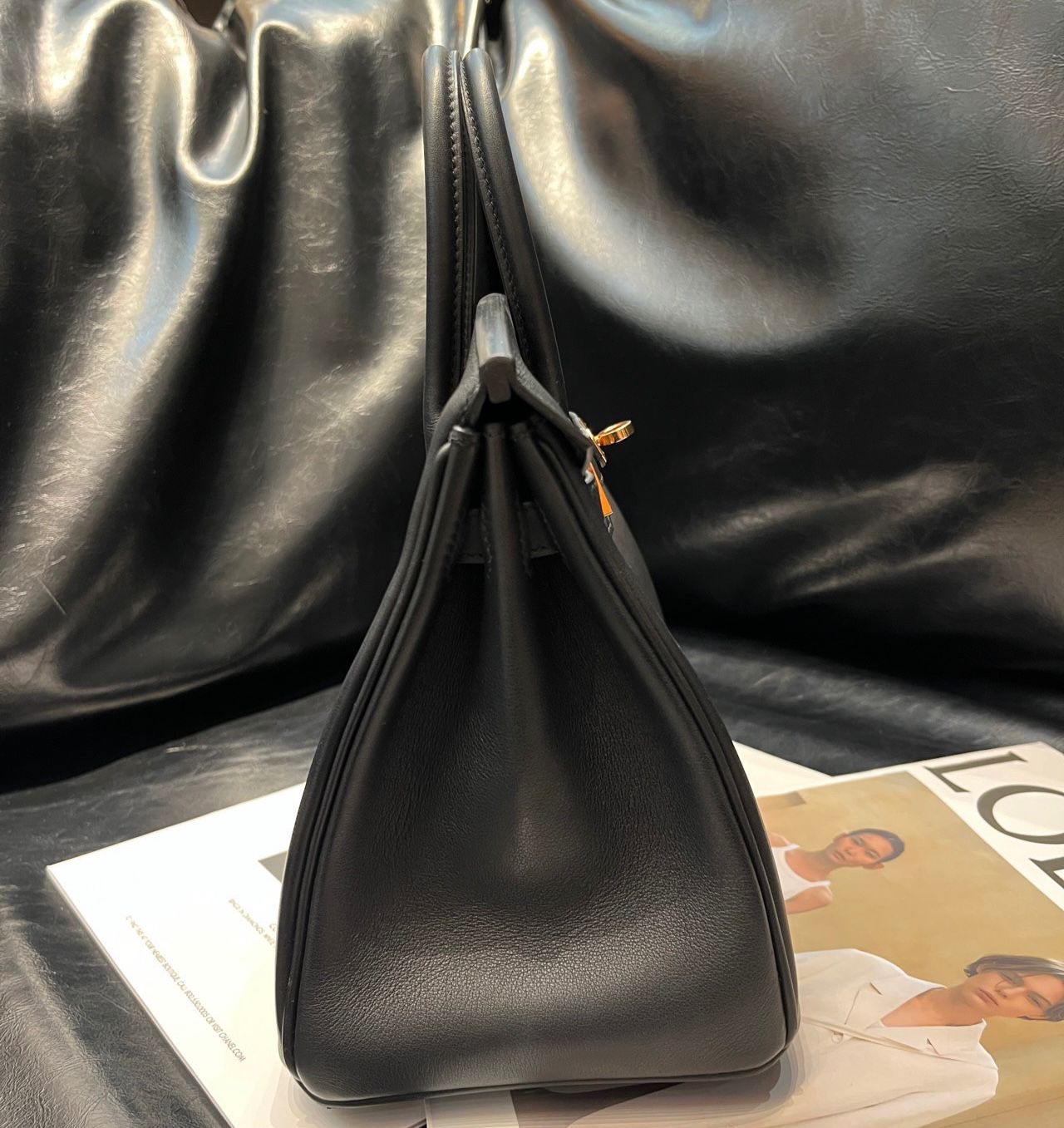 Hermès Birkin 25 Black Swift Leather Rose Gold Hardware