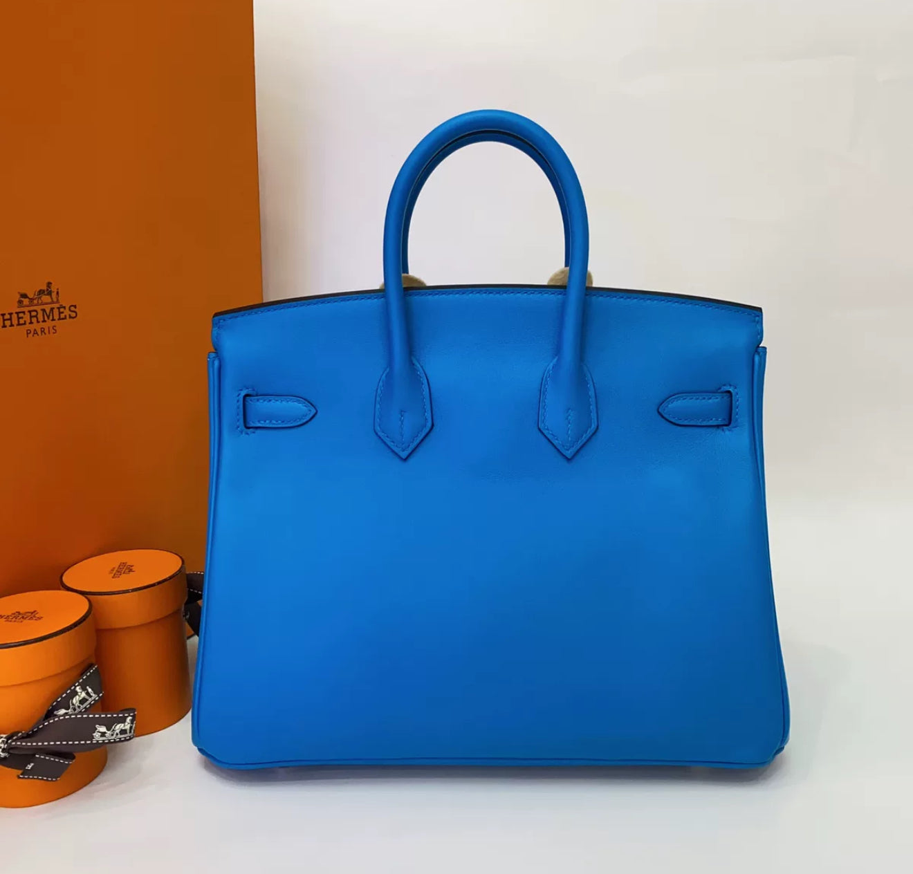 Hermes Birkin 25 Tanzanian blue Swift Leather Palladium Hardware