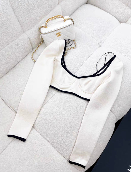 CHANEL Chanel SS21 Silk Bustier Crop Top - 36FR Top - Vintage fashion from Top Quality Luxury Designers Bag