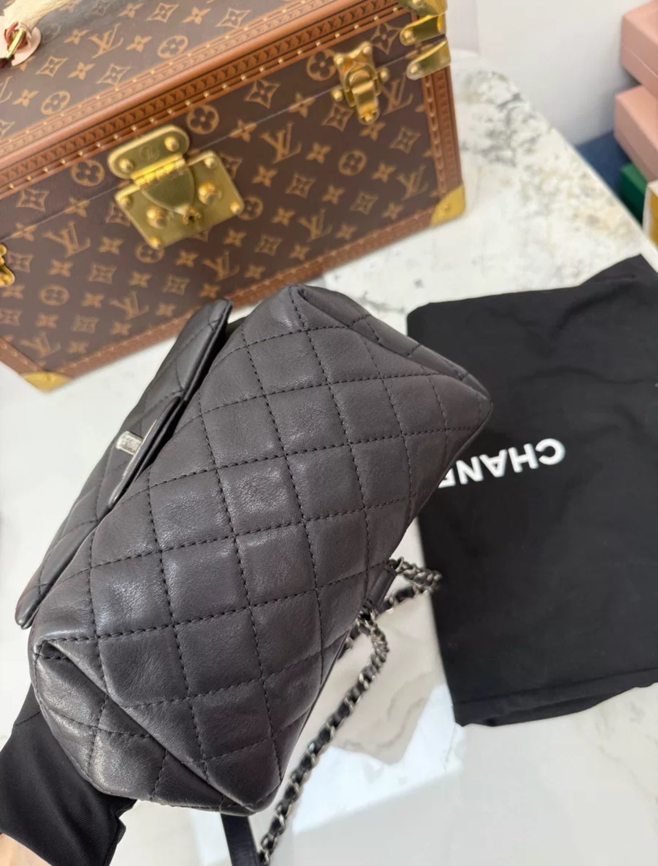 Chanel Vintage black leather Silver hardware backpack