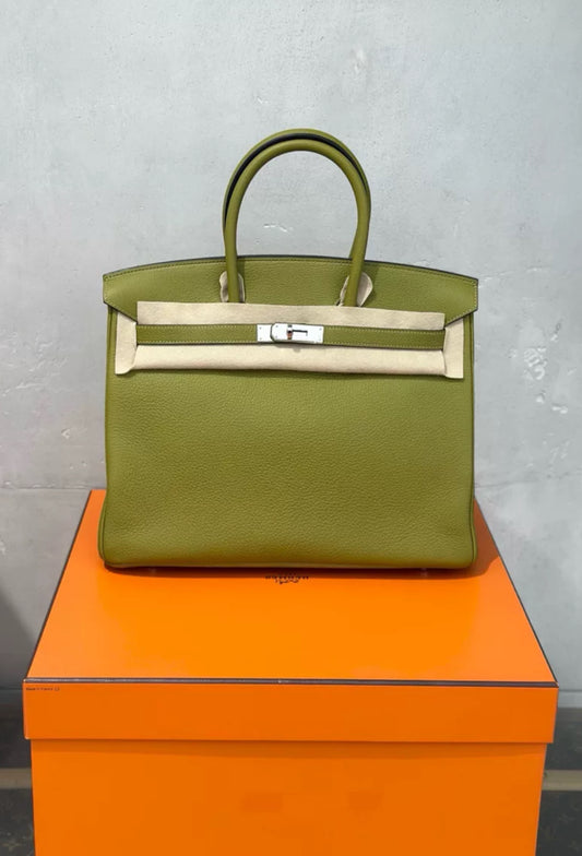 Hermes Birkin 35 Vert Anis Togo Leather Palladium Hardware