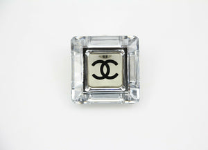 Chanel Vintage 05A Resin Mirrored Square Coco Mark Translucent Brooch