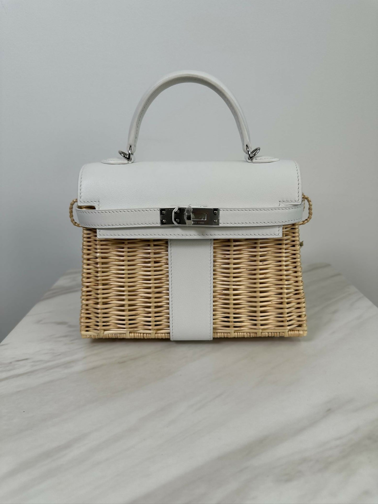 Hermès Kelly 20 Picnic Blanc Swift  Osier PHW B 2024