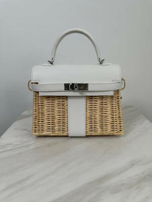 Hermès Kelly 20 Picnic Blanc Swift  Osier PHW B 2024