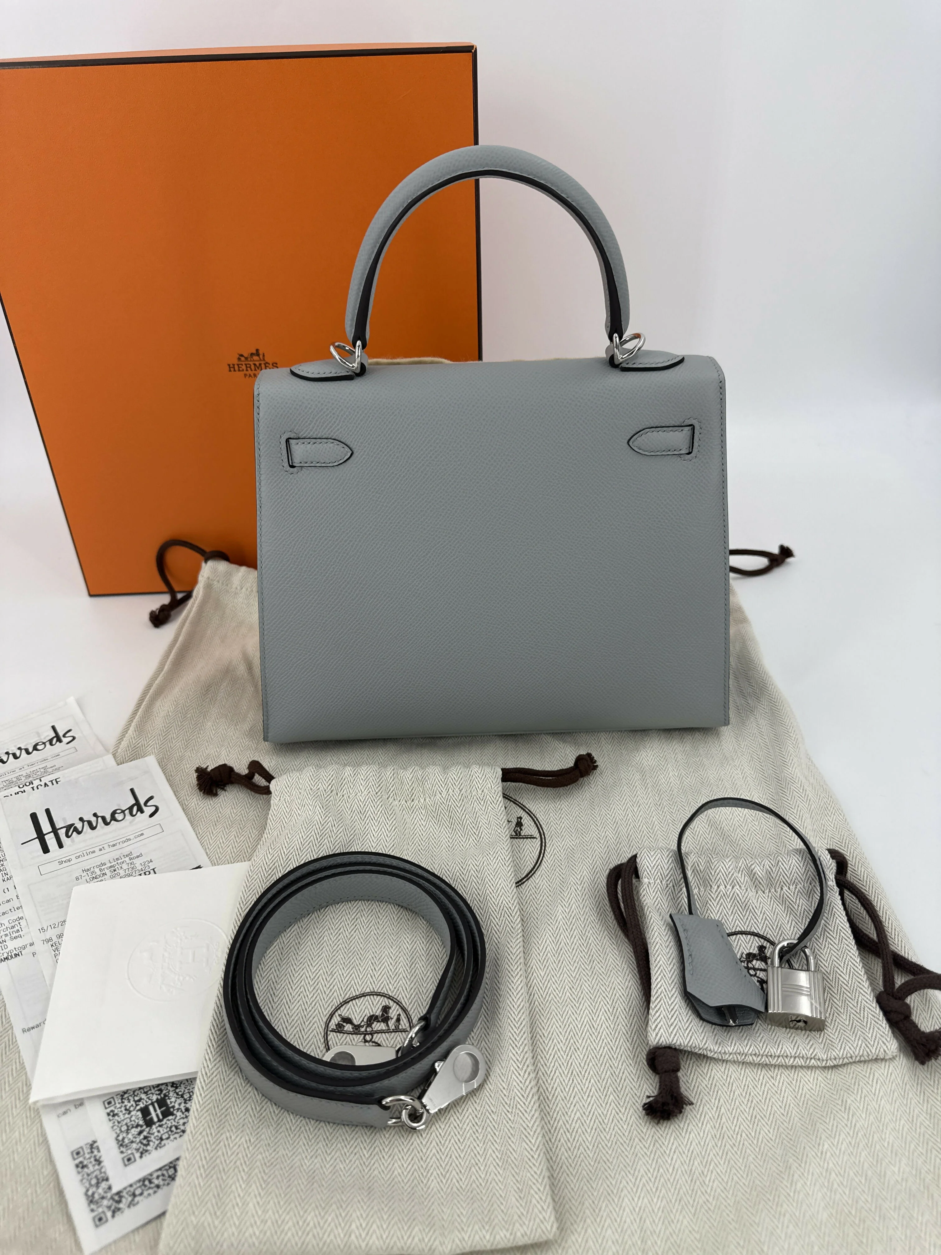 Hermes Kelly 25 Stamp K Color 8U Blue Glacier Brand new full set