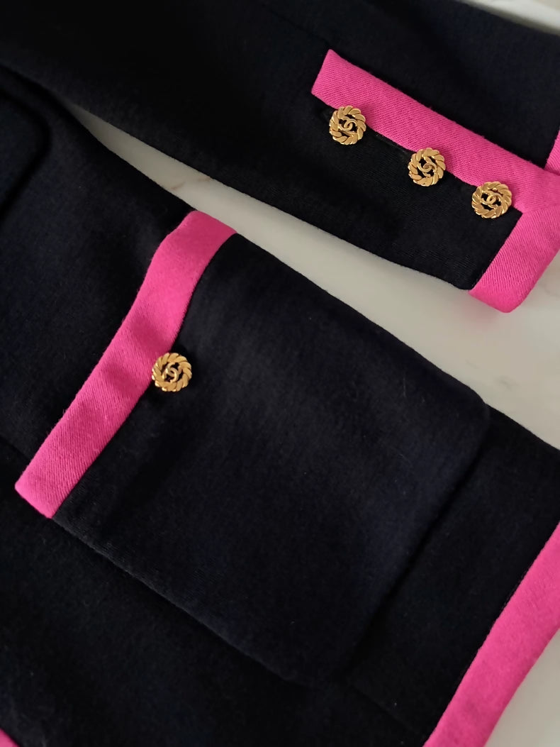 Vintage Chanel 95 Black and Pink Coat