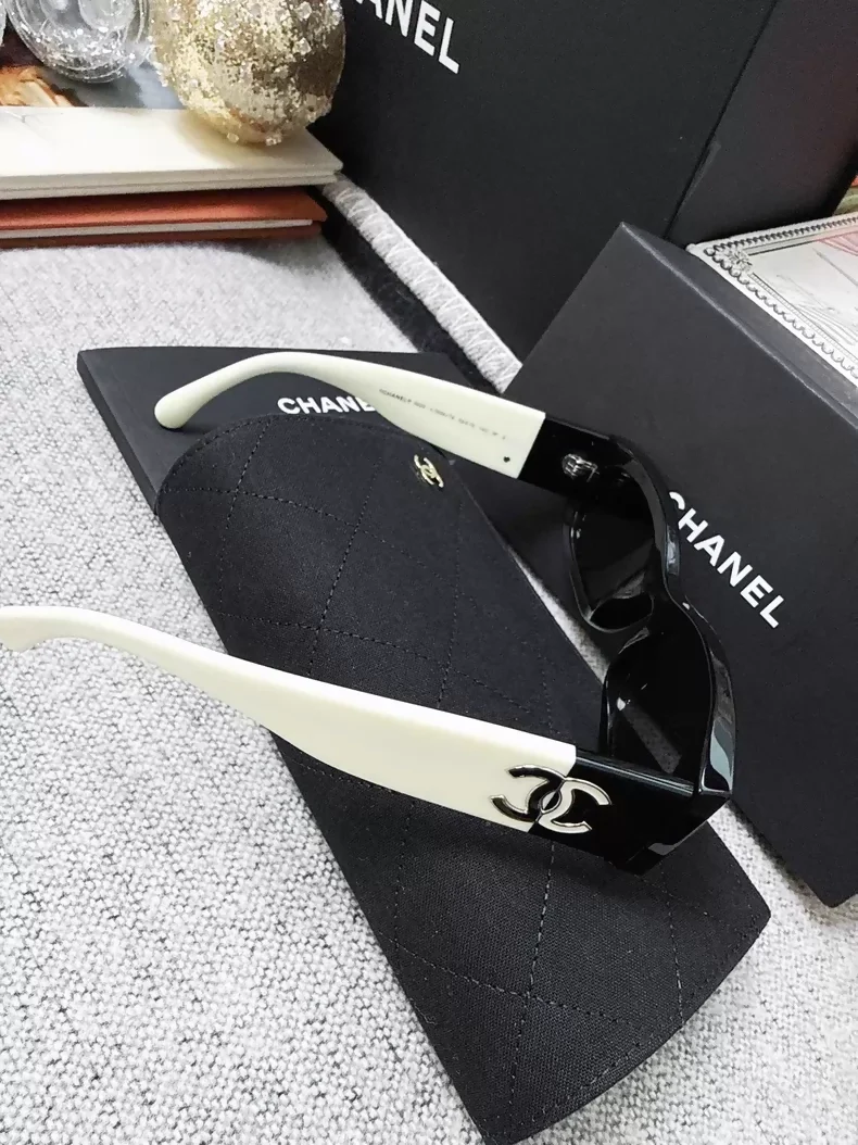 Chanel black and white double C sunglasses