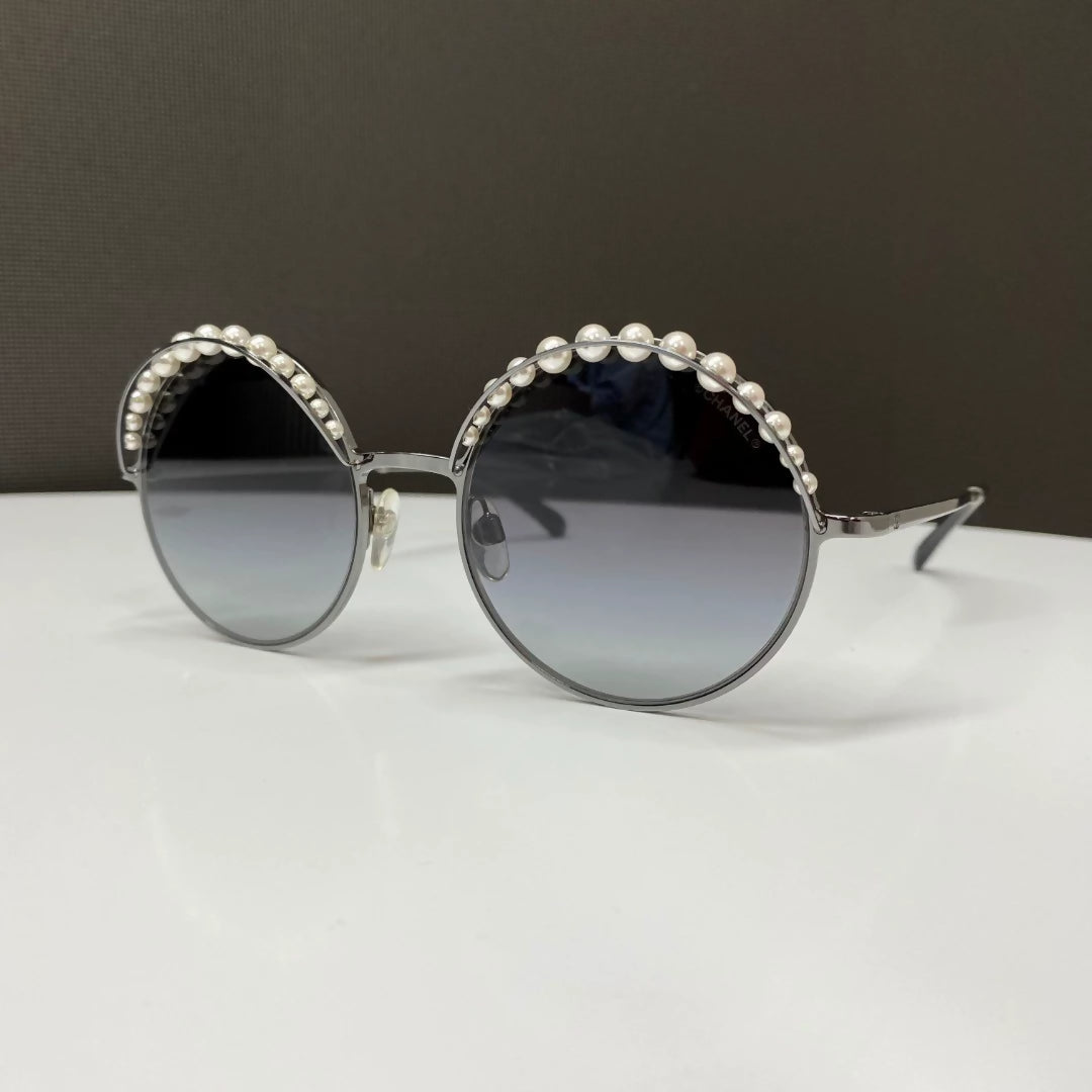 Chanel pearl gradient round frame sunglasses