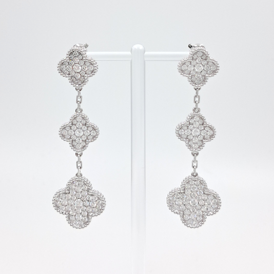 Van Cleef  Arpels Magic Alhambra earrings, 3 motifs 18K white gold, Diamond