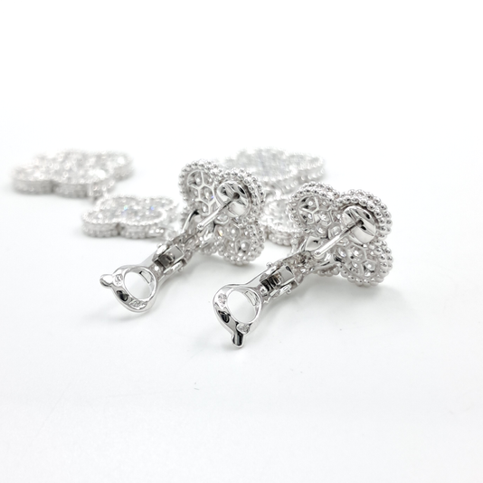 Van Cleef Arpels Magic Alhambra earrings, 3 motifs 18K white gold, Diamond