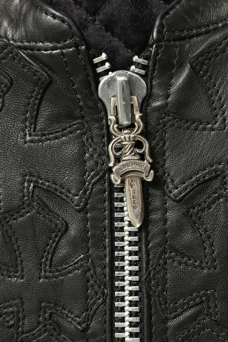 Chrome Hearts Cemetery Cross-Patch Leather Vest PAPA