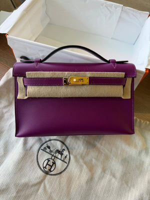 Hermès Kelly pochette Anemone Swift Gold hardware