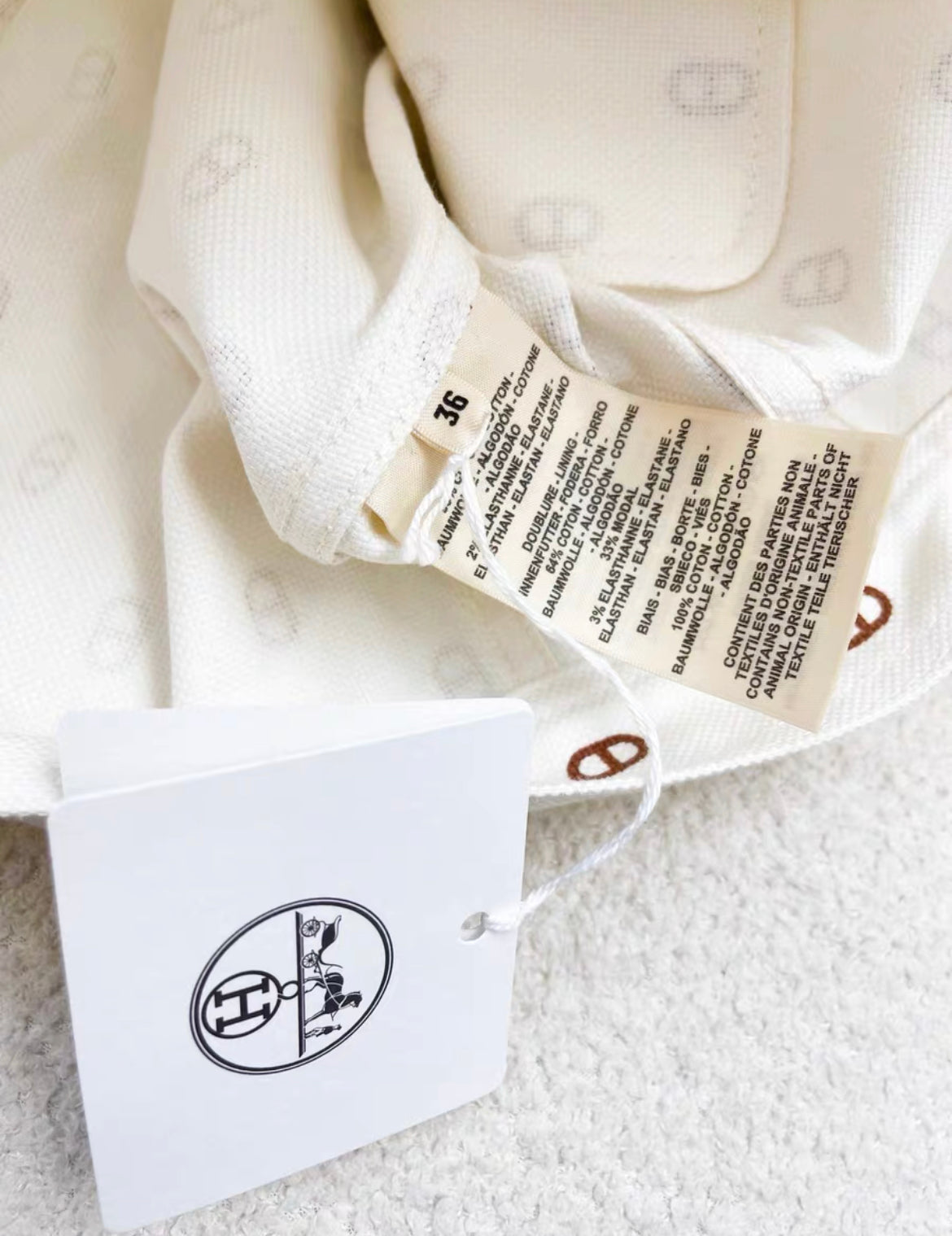 Hermès 23SS Cotton Denim Jacket size 36 Ladies White Chaîne dAncre