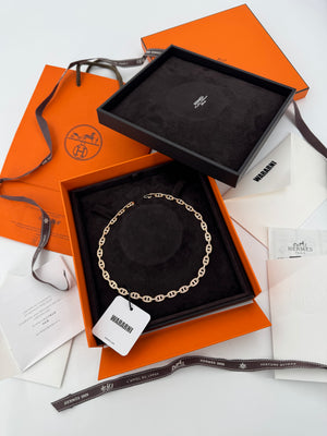 Hermes Chaine dancre Enchaine 18k Rose Gold Diamond Link Necklace