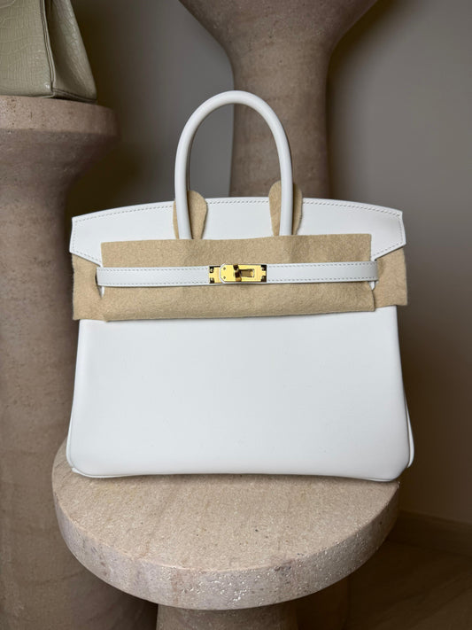 Hermes Birkin 25 New White Swift Gold hardware