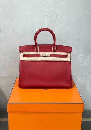 Hermes Birkin 35 Red Togo Leather Palladium Hardware
