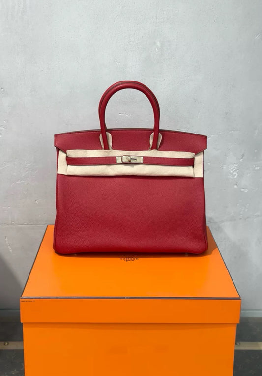 Hermes Birkin 35 Red Togo Leather Palladium Hardware