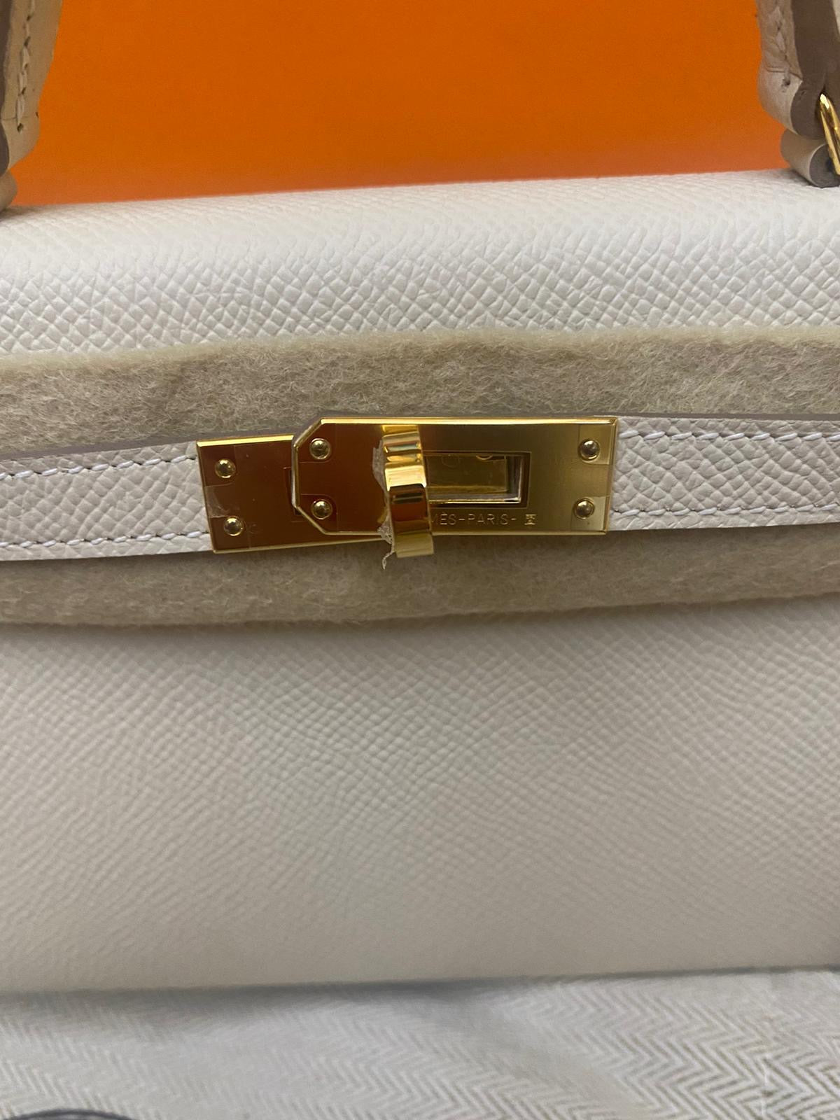 Hermes Mini Kelly Sellier Craie Epsom leather Gold hardware