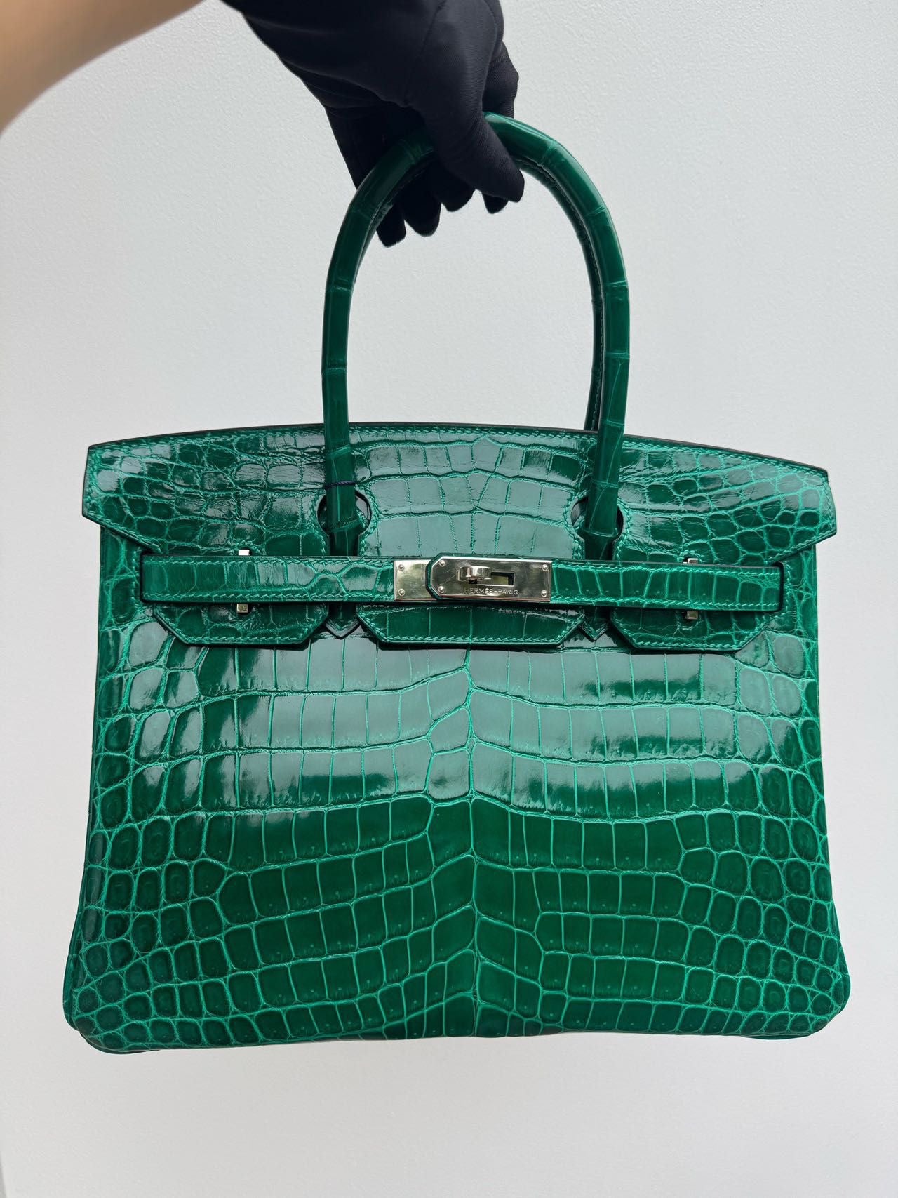 Hermes birkin 30 vert emerald shiny nilo palladium hardware