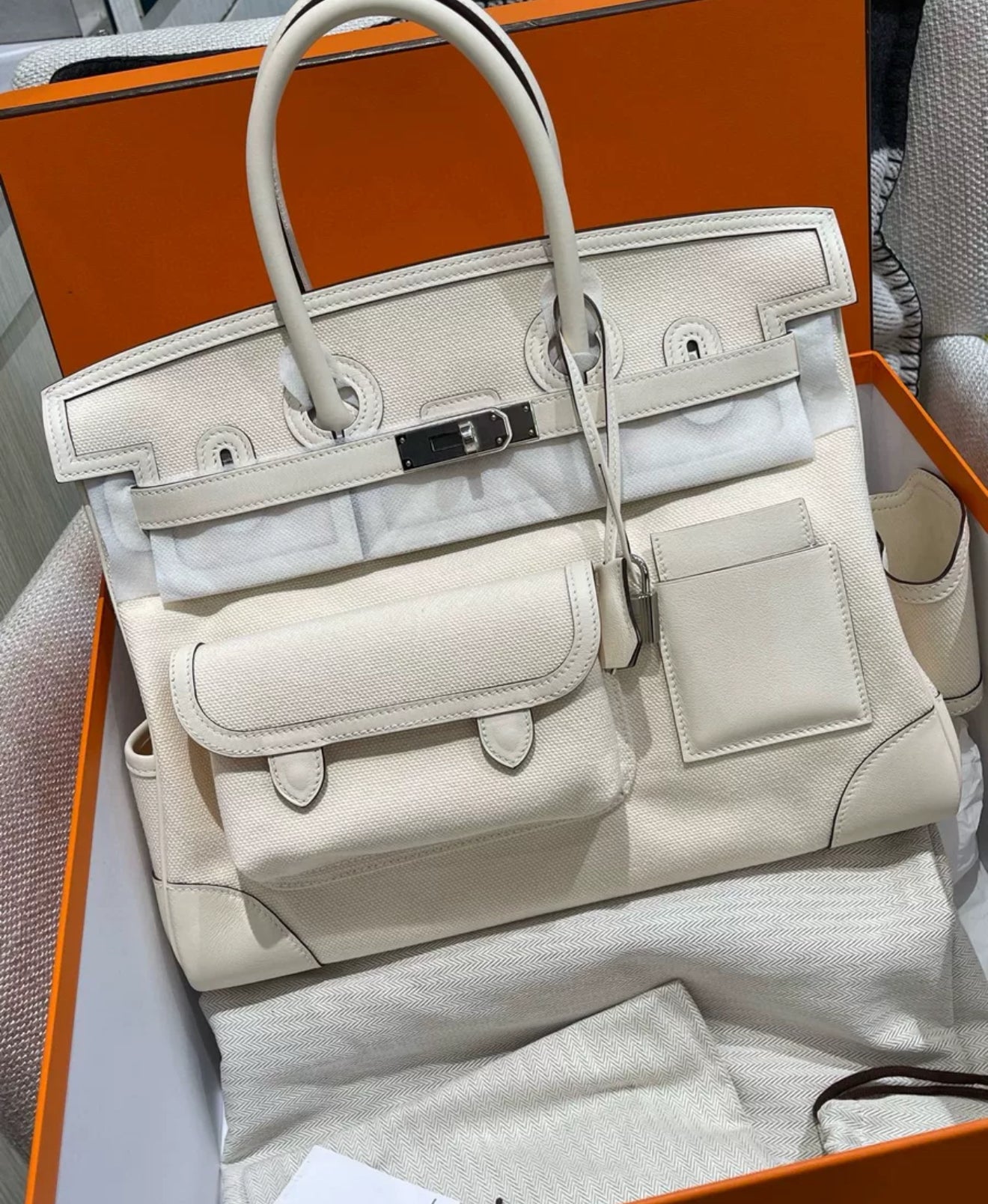 Hermès Birkin Cargo 35 Nata Toile and Swift Palladium Hardware